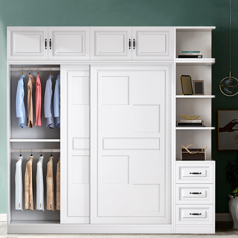Modern Freestanding Wardrobe Armoire, 2-door Manufatured Armoire with Shelves in White Clearhalo 'Armoires & Wardrobes' 'armoires_wardrobes' 'Bedroom Furniture' 'furn' 'furn_armoires_wardrobes' 'Furniture' 6191348