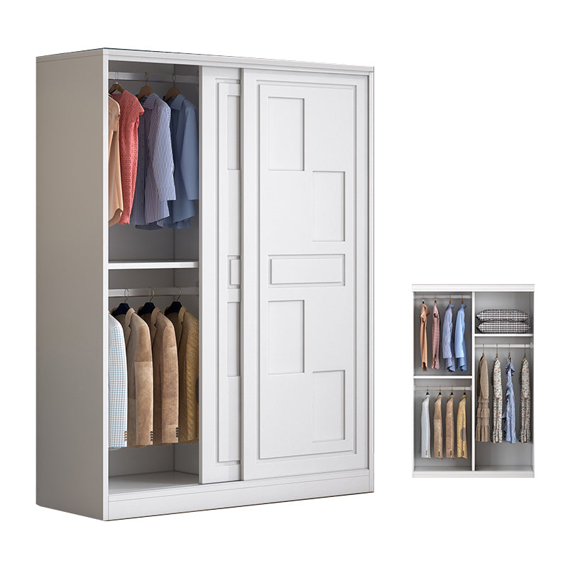 Modern Freestanding Wardrobe Armoire, 2-door Manufatured Armoire with Shelves in White 47"L x 20"W x 79"H Clearhalo 'Armoires & Wardrobes' 'armoires_wardrobes' 'Bedroom Furniture' 'furn' 'furn_armoires_wardrobes' 'Furniture' 6191349