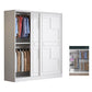 Modern Freestanding Wardrobe Armoire, 2-door Manufatured Armoire with Shelves in White 55"L x 20"W x 79"H Clearhalo 'Armoires & Wardrobes' 'armoires_wardrobes' 'Bedroom Furniture' 'furn' 'furn_armoires_wardrobes' 'Furniture' 6191350