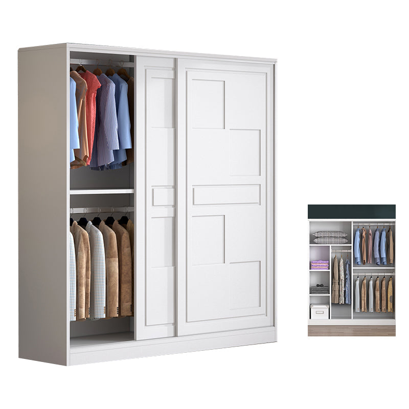 Modern Freestanding Wardrobe Armoire, 2-door Manufatured Armoire with Shelves in White 55"L x 20"W x 79"H Clearhalo 'Armoires & Wardrobes' 'armoires_wardrobes' 'Bedroom Furniture' 'furn' 'furn_armoires_wardrobes' 'Furniture' 6191350
