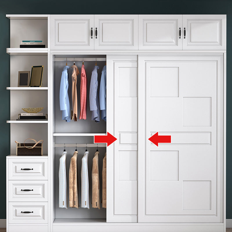 Modern Freestanding Wardrobe Armoire, 2-door Manufatured Armoire with Shelves in White Clearhalo 'Armoires & Wardrobes' 'armoires_wardrobes' 'Bedroom Furniture' 'furn' 'furn_armoires_wardrobes' 'Furniture' 6191351