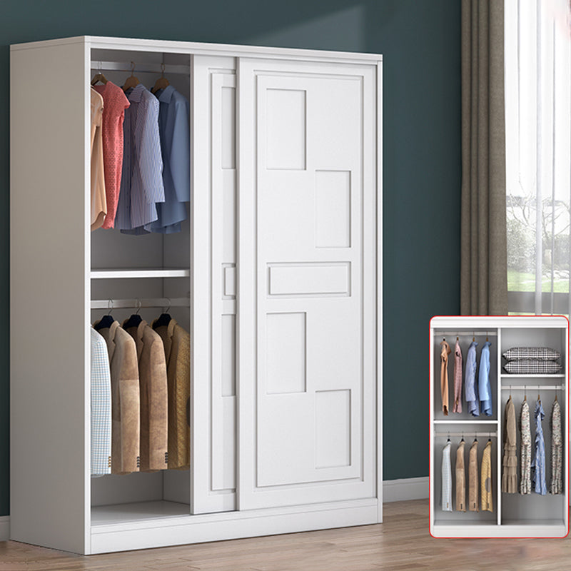 Modern Freestanding Wardrobe Armoire, 2-door Manufatured Armoire with Shelves in White Clearhalo 'Armoires & Wardrobes' 'armoires_wardrobes' 'Bedroom Furniture' 'furn' 'furn_armoires_wardrobes' 'Furniture' 6191352