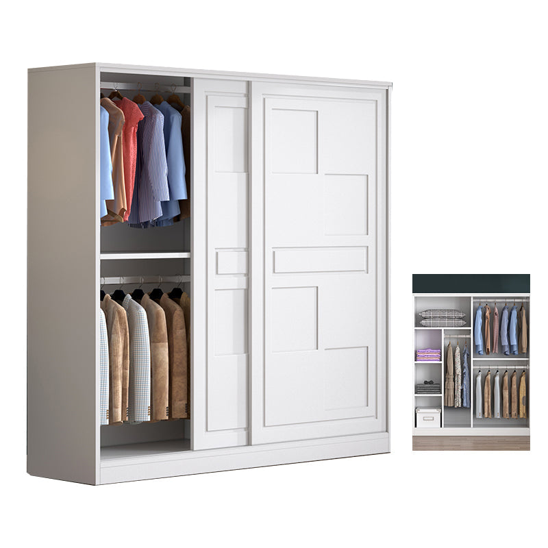 Modern Freestanding Wardrobe Armoire, 2-door Manufatured Armoire with Shelves in White 63"L x 20"W x 79"H Clearhalo 'Armoires & Wardrobes' 'armoires_wardrobes' 'Bedroom Furniture' 'furn' 'furn_armoires_wardrobes' 'Furniture' 6191353