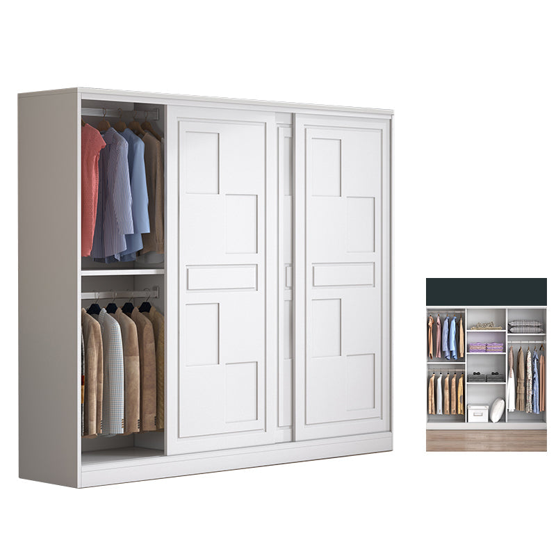 Modern Freestanding Wardrobe Armoire, 2-door Manufatured Armoire with Shelves in White 71"L x 20"W x 79"H Clearhalo 'Armoires & Wardrobes' 'armoires_wardrobes' 'Bedroom Furniture' 'furn' 'furn_armoires_wardrobes' 'Furniture' 6191354