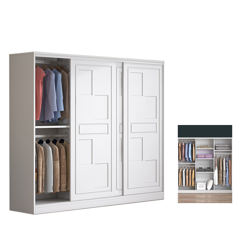Modern Freestanding Wardrobe Armoire, 2-door Manufatured Armoire with Shelves in White 79"L x 20"W x 79"H Clearhalo 'Armoires & Wardrobes' 'armoires_wardrobes' 'Bedroom Furniture' 'furn' 'furn_armoires_wardrobes' 'Furniture' 6191356