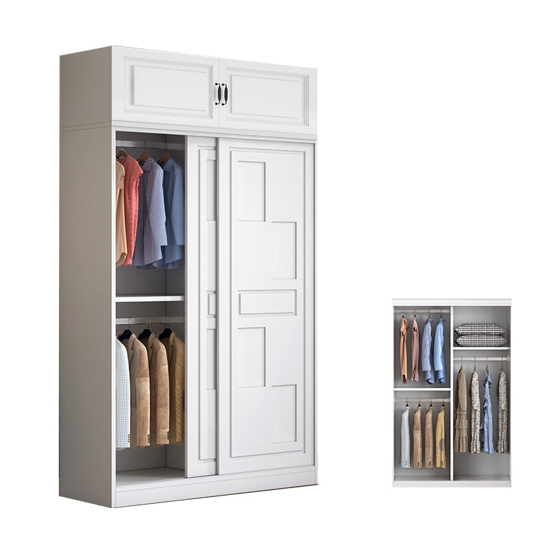Modern Freestanding Wardrobe Armoire, 2-door Manufatured Armoire with Shelves in White 39"L x 20"W x 94"H Clearhalo 'Armoires & Wardrobes' 'armoires_wardrobes' 'Bedroom Furniture' 'furn' 'furn_armoires_wardrobes' 'Furniture' 6191358