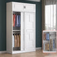 Modern Freestanding Wardrobe Armoire, 2-door Manufatured Armoire with Shelves in White Clearhalo 'Armoires & Wardrobes' 'armoires_wardrobes' 'Bedroom Furniture' 'furn' 'furn_armoires_wardrobes' 'Furniture' 6191368