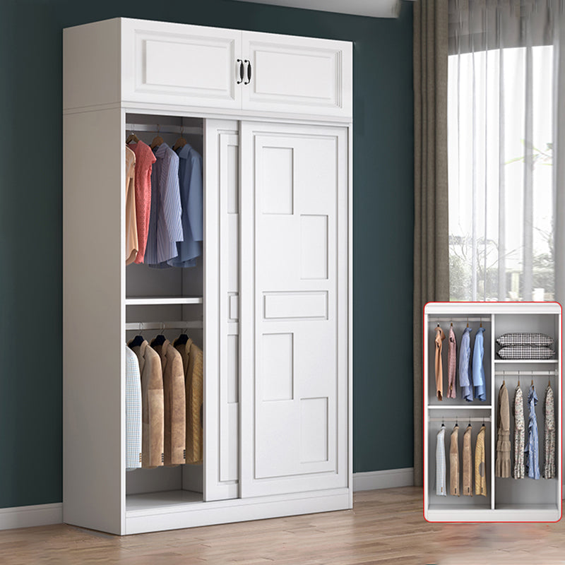 Modern Freestanding Wardrobe Armoire, 2-door Manufatured Armoire with Shelves in White Clearhalo 'Armoires & Wardrobes' 'armoires_wardrobes' 'Bedroom Furniture' 'furn' 'furn_armoires_wardrobes' 'Furniture' 6191368