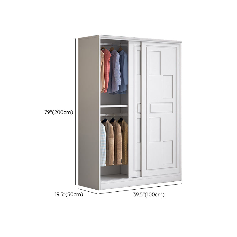 Modern Freestanding Wardrobe Armoire, 2-door Manufatured Armoire with Shelves in White Clearhalo 'Armoires & Wardrobes' 'armoires_wardrobes' 'Bedroom Furniture' 'furn' 'furn_armoires_wardrobes' 'Furniture' 6191369