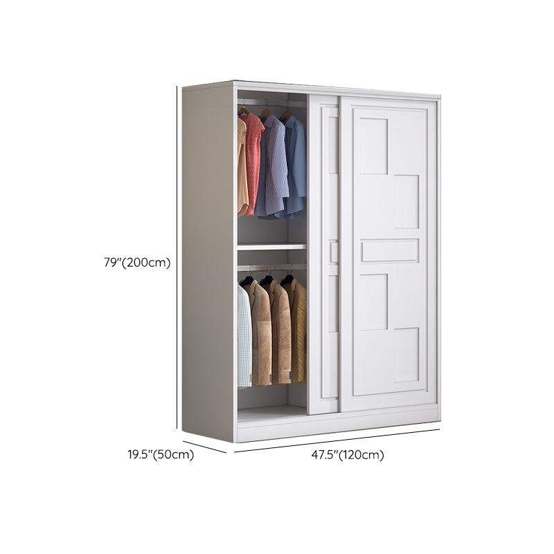 Modern Freestanding Wardrobe Armoire, 2-door Manufatured Armoire with Shelves in White Clearhalo 'Armoires & Wardrobes' 'armoires_wardrobes' 'Bedroom Furniture' 'furn' 'furn_armoires_wardrobes' 'Furniture' 6191370