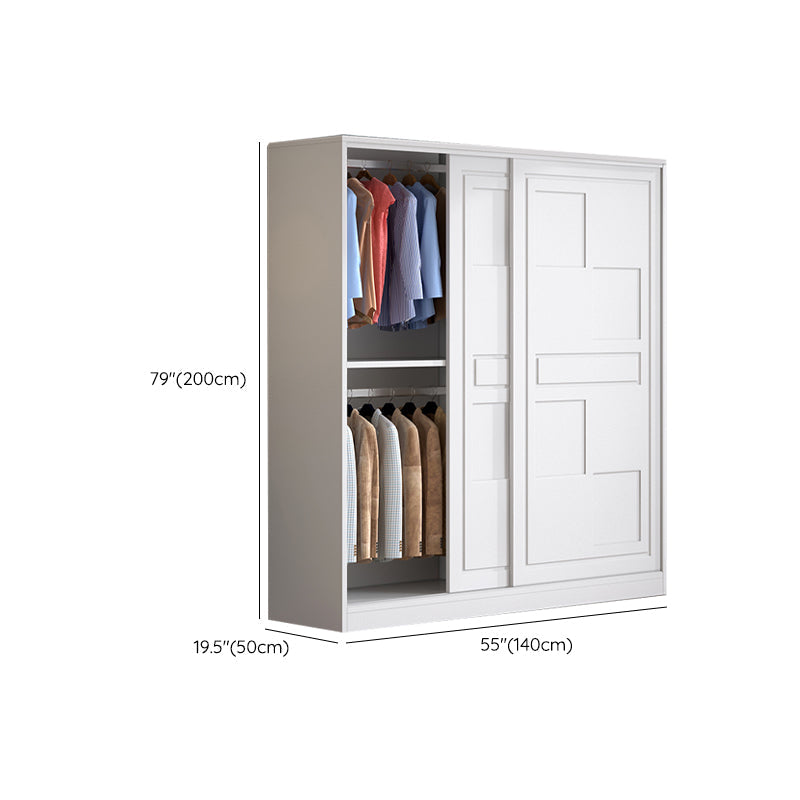 Modern Freestanding Wardrobe Armoire, 2-door Manufatured Armoire with Shelves in White Clearhalo 'Armoires & Wardrobes' 'armoires_wardrobes' 'Bedroom Furniture' 'furn' 'furn_armoires_wardrobes' 'Furniture' 6191371