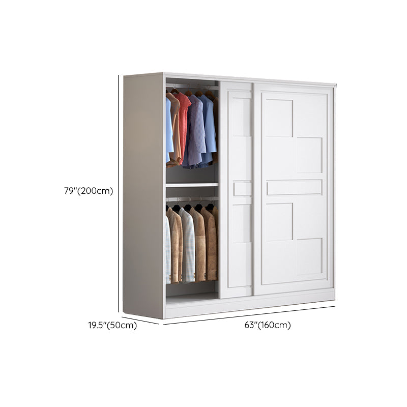 Modern Freestanding Wardrobe Armoire, 2-door Manufatured Armoire with Shelves in White Clearhalo 'Armoires & Wardrobes' 'armoires_wardrobes' 'Bedroom Furniture' 'furn' 'furn_armoires_wardrobes' 'Furniture' 6191372