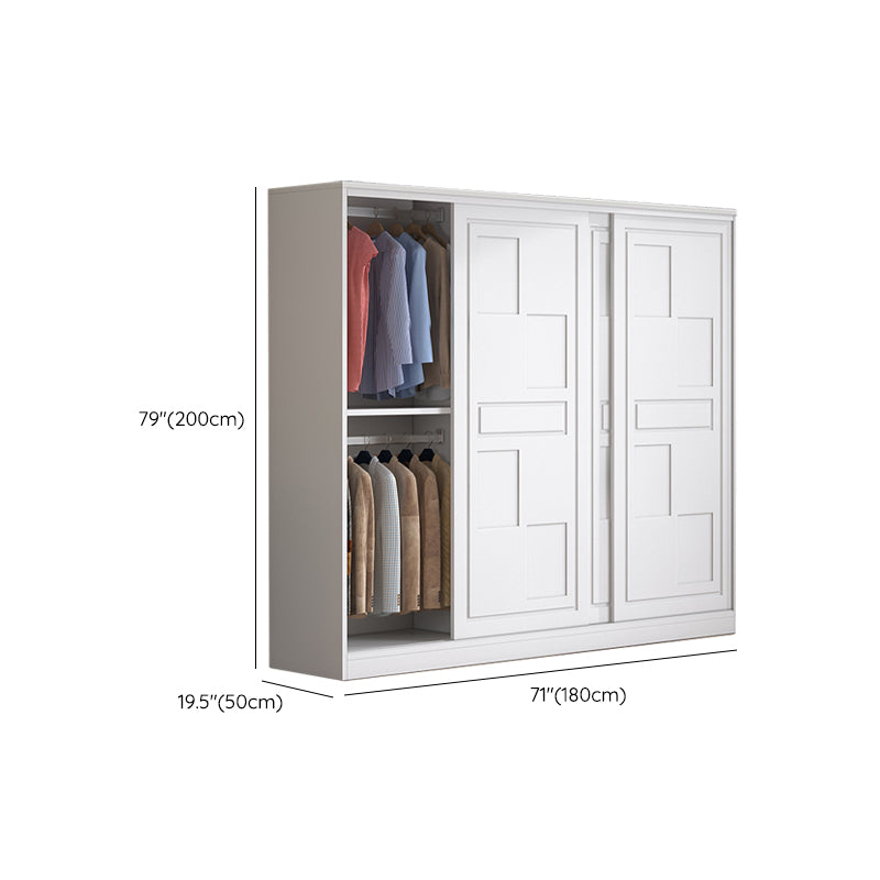 Modern Freestanding Wardrobe Armoire, 2-door Manufatured Armoire with Shelves in White Clearhalo 'Armoires & Wardrobes' 'armoires_wardrobes' 'Bedroom Furniture' 'furn' 'furn_armoires_wardrobes' 'Furniture' 6191373