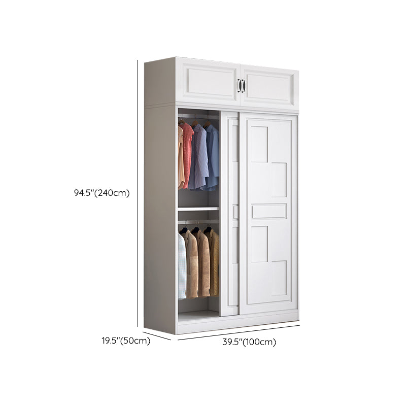 Modern Freestanding Wardrobe Armoire, 2-door Manufatured Armoire with Shelves in White Clearhalo 'Armoires & Wardrobes' 'armoires_wardrobes' 'Bedroom Furniture' 'furn' 'furn_armoires_wardrobes' 'Furniture' 6191375