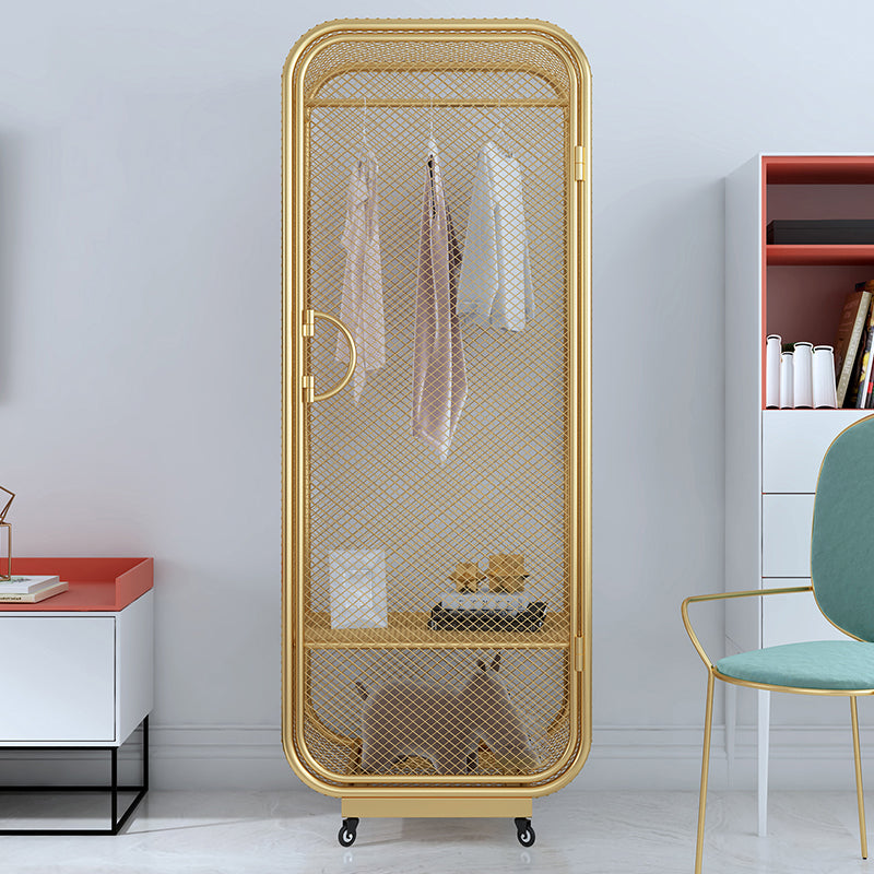 Armoire de rangement en acier en acier moderne à 2 portes avec 2 étagères et rails de vêtements