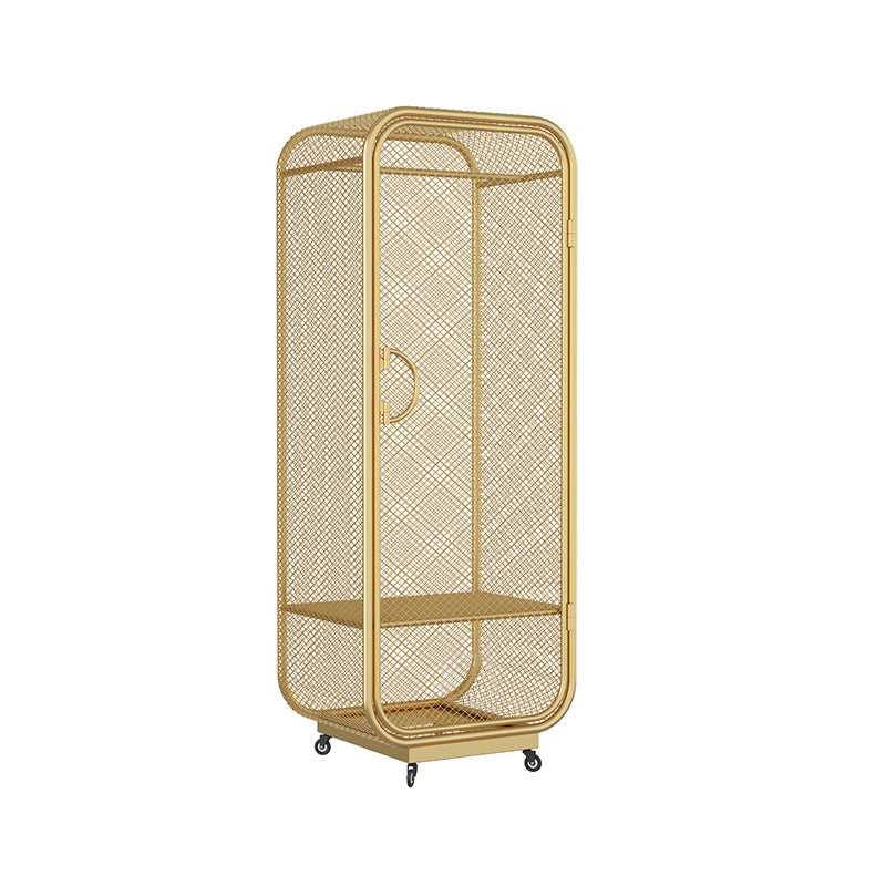 Armoire de rangement en acier en acier moderne à 2 portes avec 2 étagères et rails de vêtements