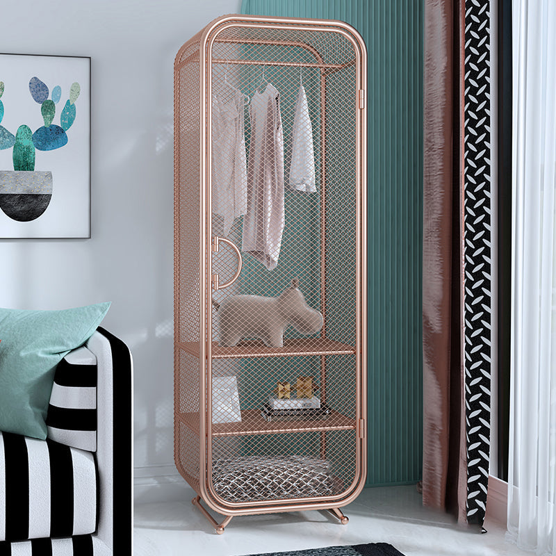 Armoire de rangement en acier en acier moderne à 2 portes avec 2 étagères et rails de vêtements