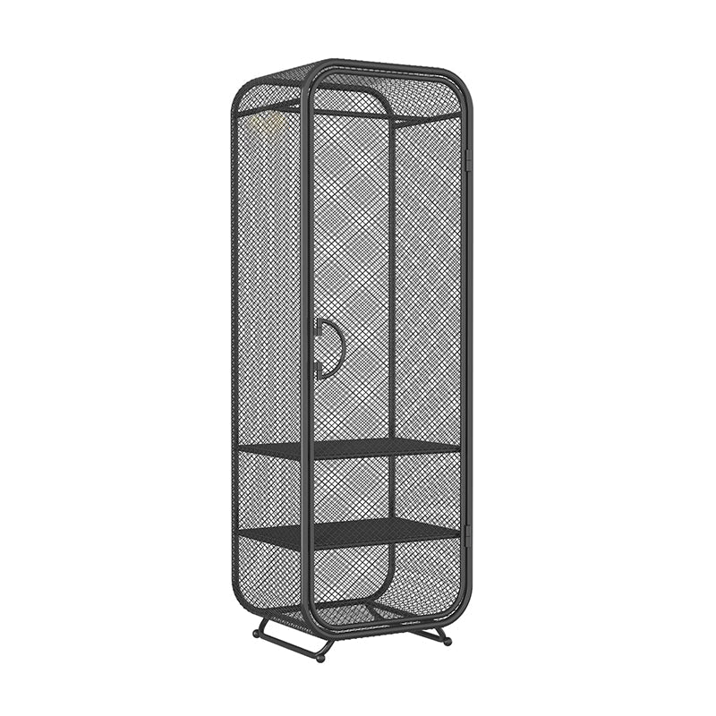 Armoire de rangement en acier en acier moderne à 2 portes avec 2 étagères et rails de vêtements