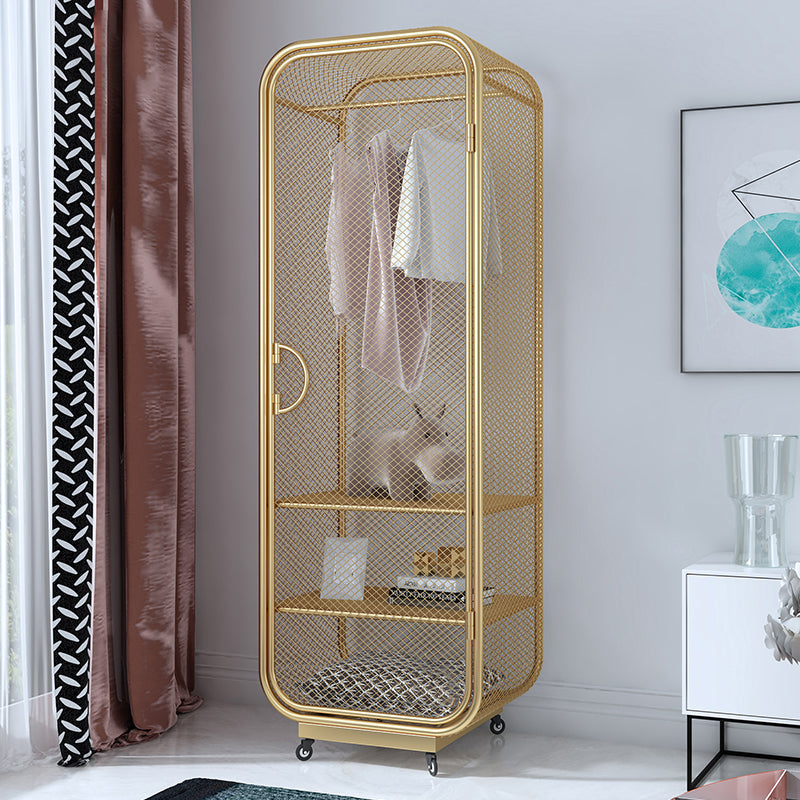 Armoire de rangement en acier en acier moderne à 2 portes avec 2 étagères et rails de vêtements