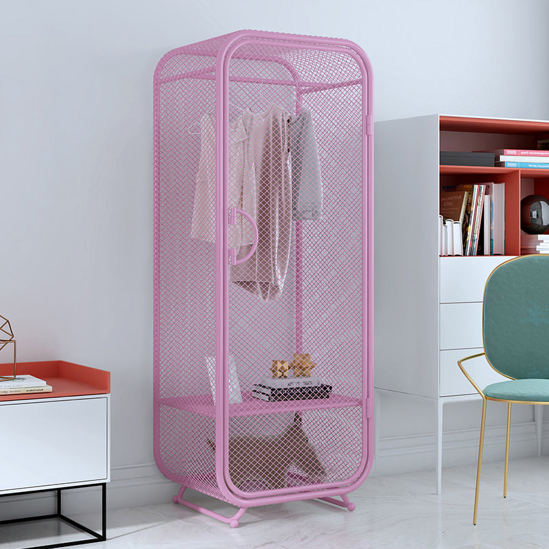 Armoire de rangement en acier en acier moderne à 2 portes avec 2 étagères et rails de vêtements