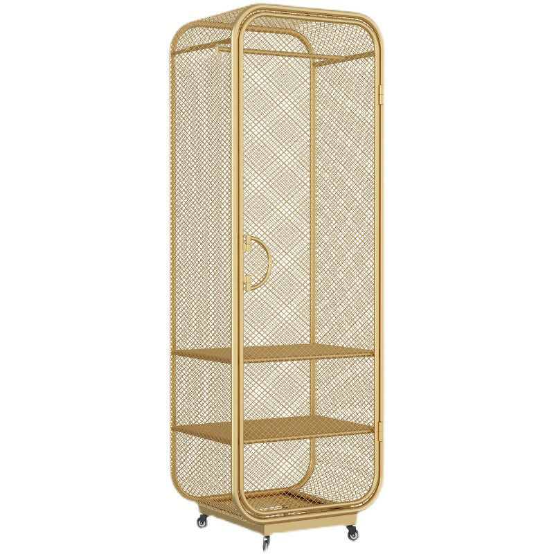 Armoire de rangement en acier en acier moderne à 2 portes avec 2 étagères et rails de vêtements