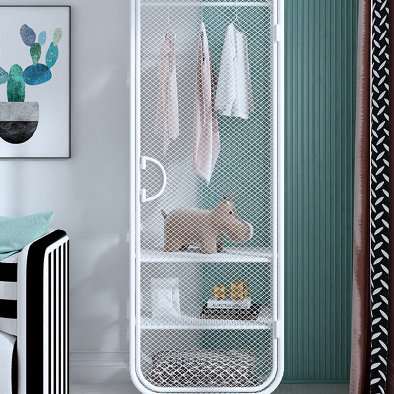 Armoire de rangement en acier en acier moderne à 2 portes avec 2 étagères et rails de vêtements