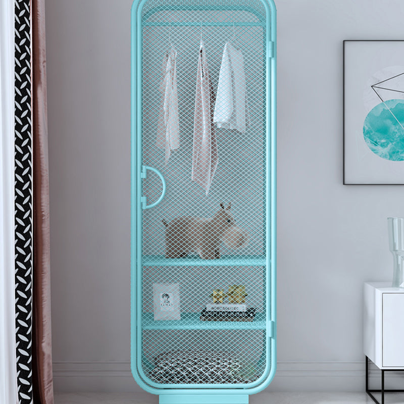 Armoire de rangement en acier en acier moderne à 2 portes avec 2 étagères et rails de vêtements