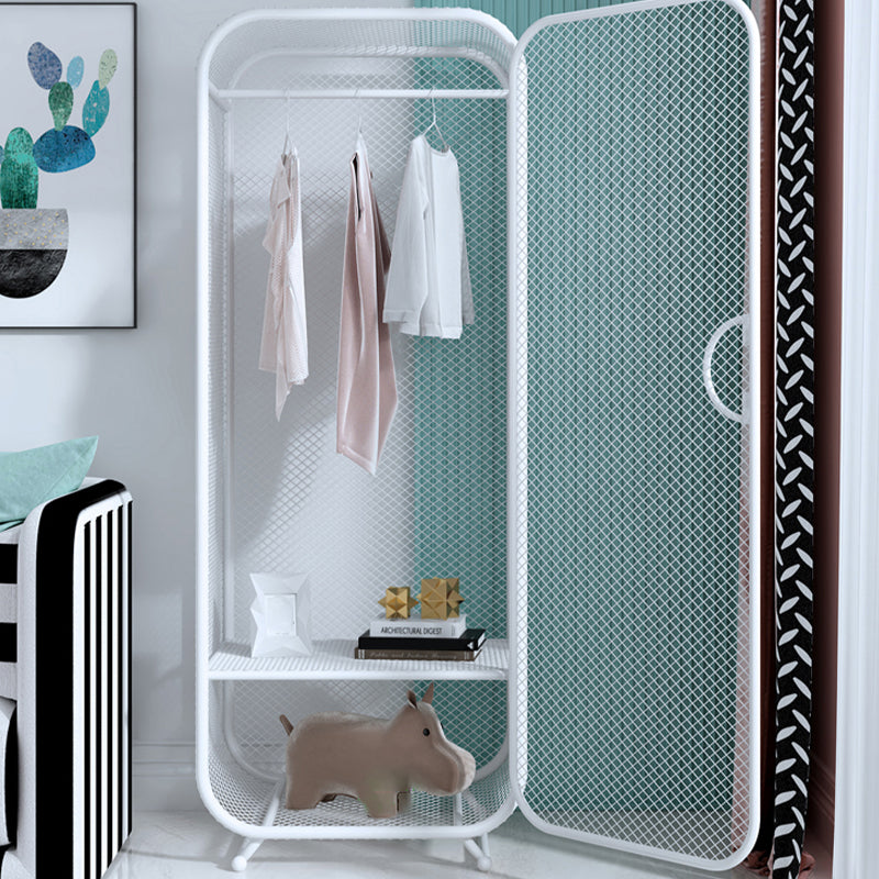 Armoire de rangement en acier en acier moderne à 2 portes avec 2 étagères et rails de vêtements