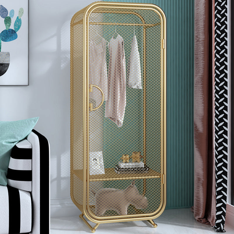 Armoire de rangement en acier en acier moderne à 2 portes avec 2 étagères et rails de vêtements