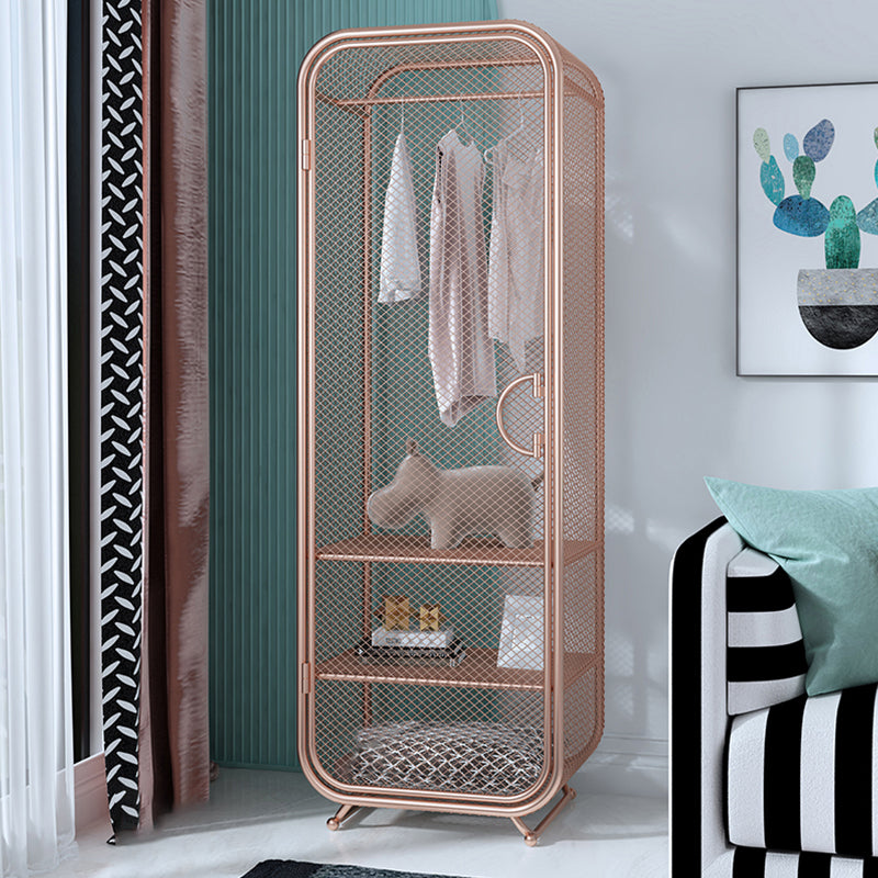 Armoire de rangement en acier en acier moderne à 2 portes avec 2 étagères et rails de vêtements