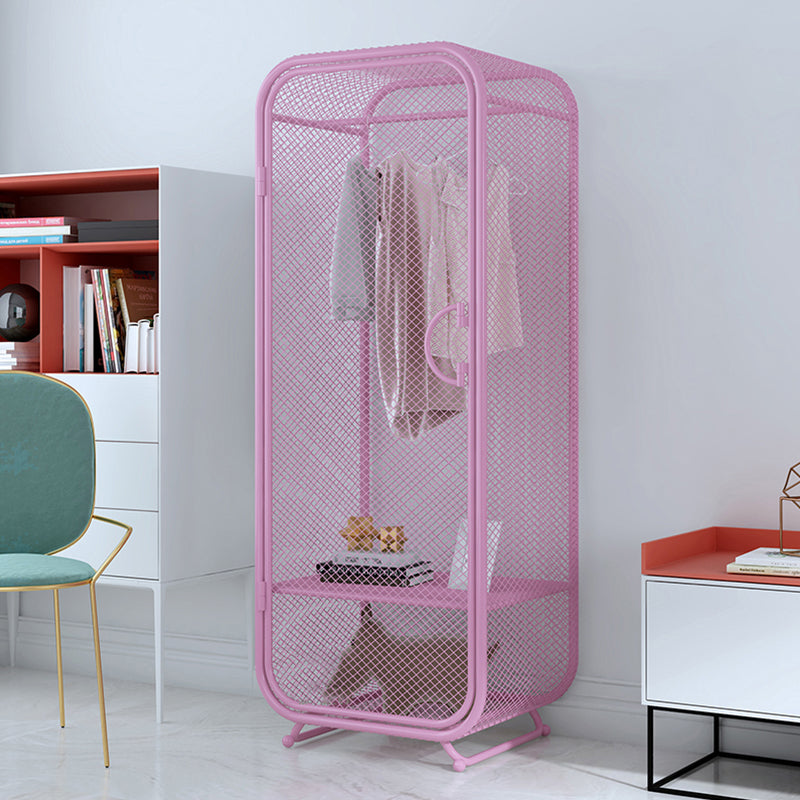 Armoire de rangement en acier en acier moderne à 2 portes avec 2 étagères et rails de vêtements