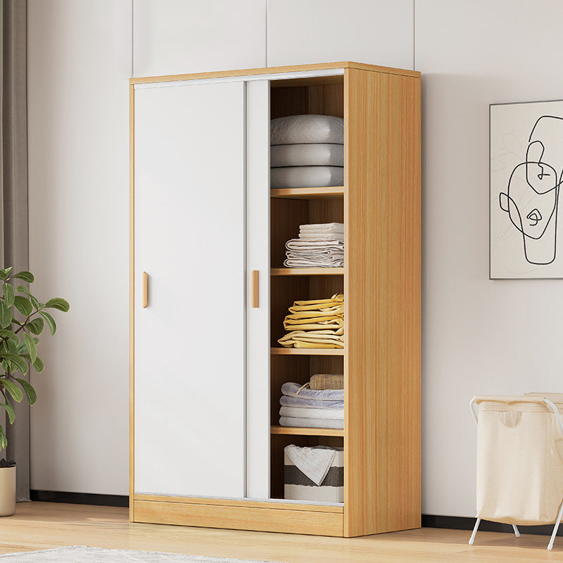 Mobile moderno armadio in legno armadio a 2 porte armadio con ripiani e binario