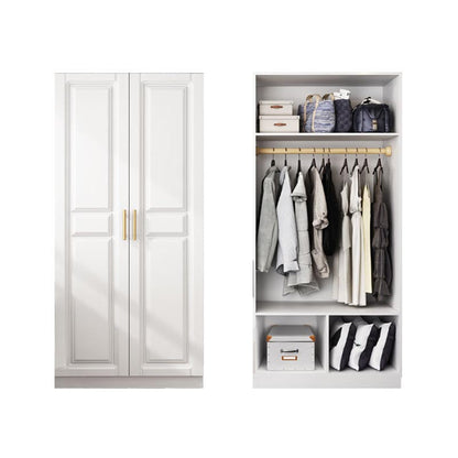 White Armoire Artificial Wood Wardrobe with Drawers and Clothes Rails Storage Cabinet