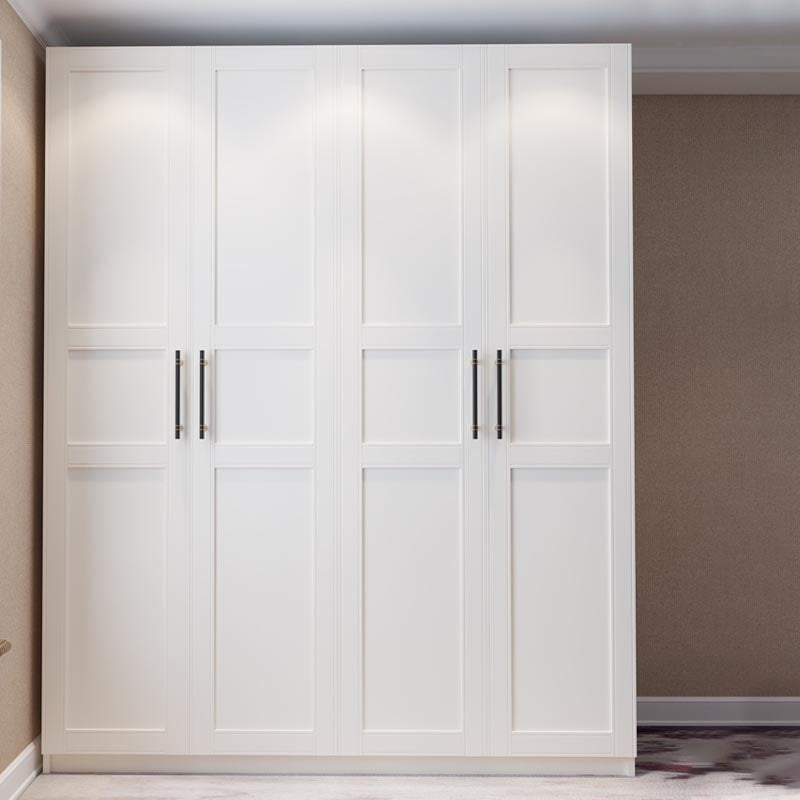 White Wood Wardrobe Cabinet With Drawers and Clothes Hanging Rod Storage Armoire Clearhalo 'Armoires & Wardrobes' 'armoires_wardrobes' 'Bedroom Furniture' 'furn' 'furn_armoires_wardrobes' 'Furniture' 6191574