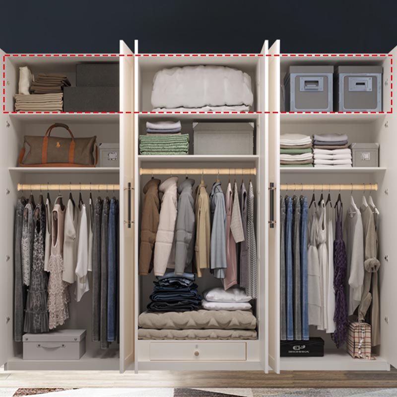 White Wood Wardrobe Cabinet With Drawers and Clothes Hanging Rod Storage Armoire Clearhalo 'Armoires & Wardrobes' 'armoires_wardrobes' 'Bedroom Furniture' 'furn' 'furn_armoires_wardrobes' 'Furniture' 6191579