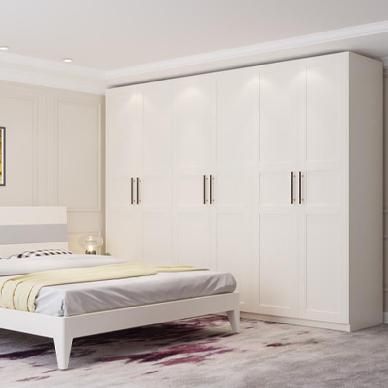 White Wood Wardrobe Cabinet With Drawers and Clothes Hanging Rod Storage Armoire Clearhalo 'Armoires & Wardrobes' 'armoires_wardrobes' 'Bedroom Furniture' 'furn' 'furn_armoires_wardrobes' 'Furniture' 6191581