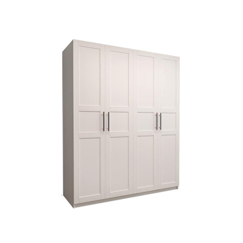 White Wood Wardrobe Cabinet With Drawers and Clothes Hanging Rod Storage Armoire Clearhalo 'Armoires & Wardrobes' 'armoires_wardrobes' 'Bedroom Furniture' 'furn' 'furn_armoires_wardrobes' 'Furniture' 6191582