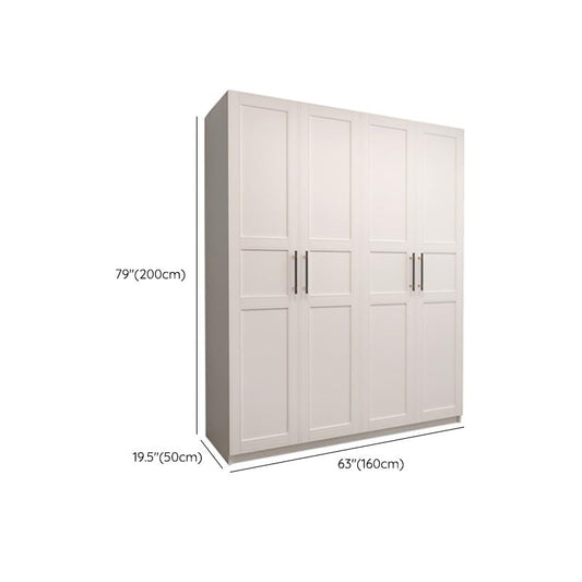 White Wood Wardrobe Cabinet With Drawers and Clothes Hanging Rod Storage Armoire Clearhalo 'Armoires & Wardrobes' 'armoires_wardrobes' 'Bedroom Furniture' 'furn' 'furn_armoires_wardrobes' 'Furniture' 6191597
