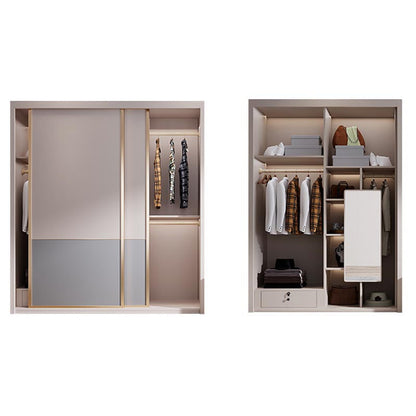 White Modern High Gloss Armoire Wood Armoire with Shelves and Drawers Storage Cabinet 55"L x 24"W x 79"H Clearhalo 'Armoires & Wardrobes' 'armoires_wardrobes' 'Bedroom Furniture' 'furn' 'furn_armoires_wardrobes' 'Furniture' 6191602