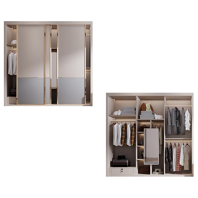 White Modern High Gloss Armoire Wood Armoire with Shelves and Drawers Storage Cabinet Clearhalo 'Armoires & Wardrobes' 'armoires_wardrobes' 'Bedroom Furniture' 'furn' 'furn_armoires_wardrobes' 'Furniture' 6191604