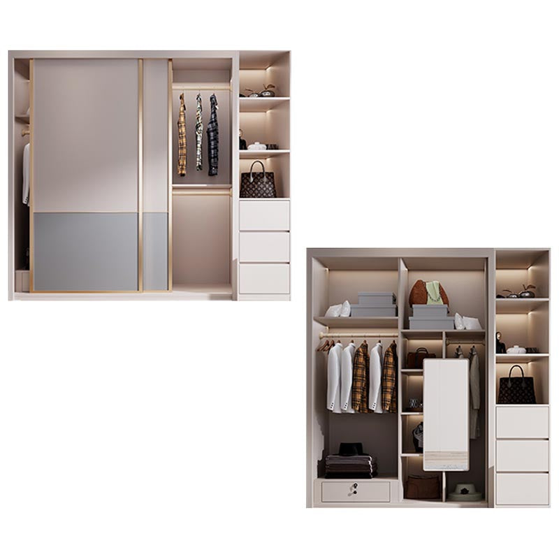 White Modern High Gloss Armoire Wood Armoire with Shelves and Drawers Storage Cabinet Clearhalo 'Armoires & Wardrobes' 'armoires_wardrobes' 'Bedroom Furniture' 'furn' 'furn_armoires_wardrobes' 'Furniture' 6191609