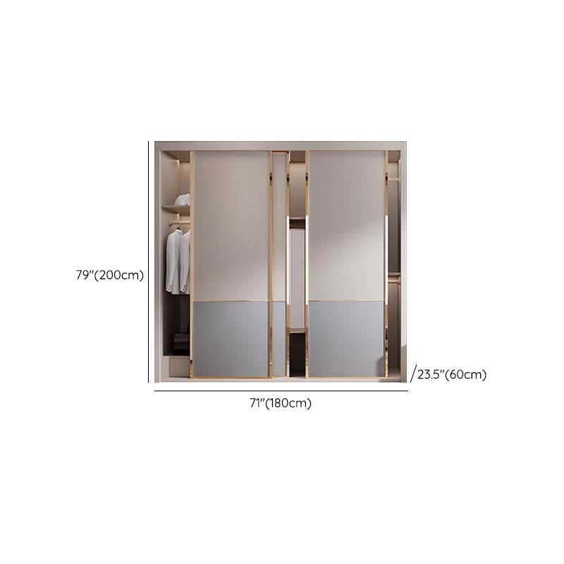 White Modern High Gloss Armoire Wood Armoire with Shelves and Drawers Storage Cabinet Clearhalo 'Armoires & Wardrobes' 'armoires_wardrobes' 'Bedroom Furniture' 'furn' 'furn_armoires_wardrobes' 'Furniture' 6191620