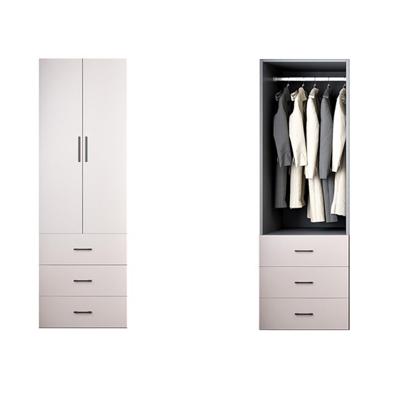 White Modern Armoire Engineered Wood Grand Wardrobe with Drawers and Hanging Rod 24"L x 22"W x 79"H Clearhalo 'Armoires & Wardrobes' 'armoires_wardrobes' 'Bedroom Furniture' 'furn' 'furn_armoires_wardrobes' 'Furniture' 6191623