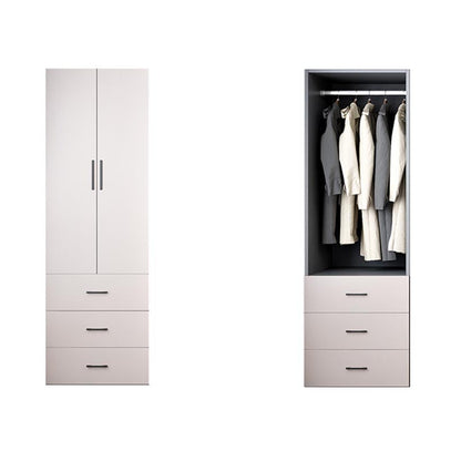 White Modern Armoire Engineered Wood Grand Wardrobe with Drawers and Hanging Rod 24"L x 22"W x 79"H Clearhalo 'Armoires & Wardrobes' 'armoires_wardrobes' 'Bedroom Furniture' 'furn' 'furn_armoires_wardrobes' 'Furniture' 6191623