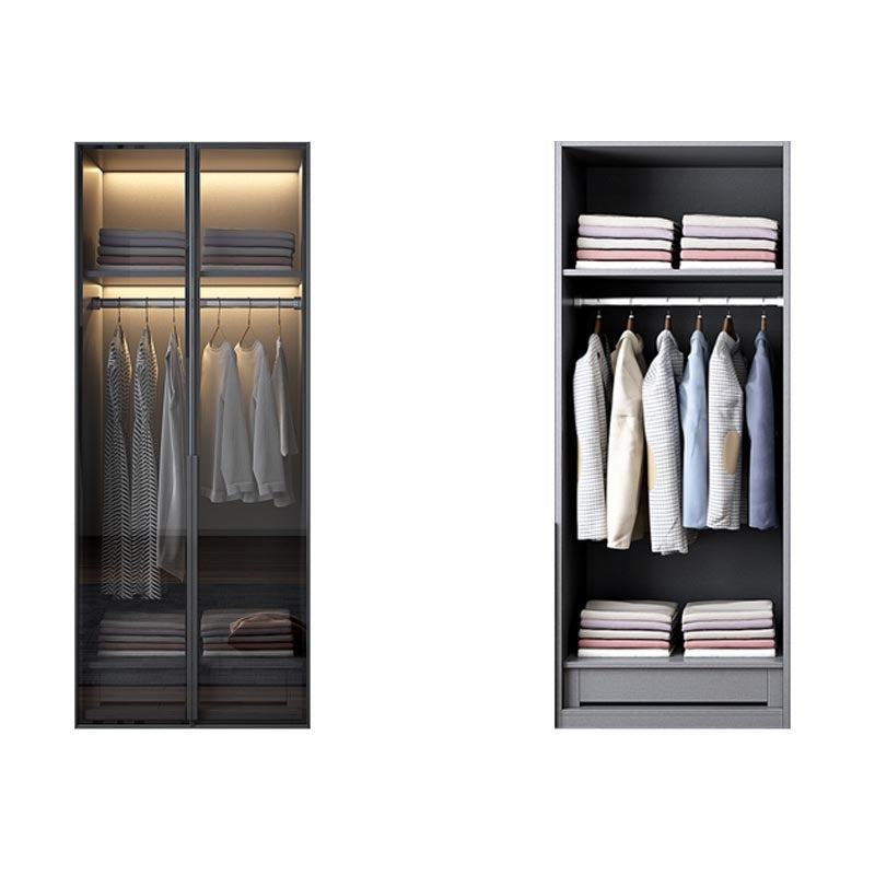 White Modern Armoire Engineered Wood Grand Wardrobe with Drawers and Hanging Rod 31"L x 22"W x 79"H Clearhalo 'Armoires & Wardrobes' 'armoires_wardrobes' 'Bedroom Furniture' 'furn' 'furn_armoires_wardrobes' 'Furniture' 6191624
