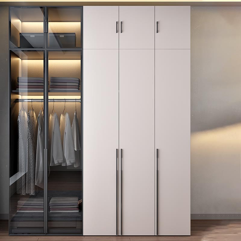 White Modern Armoire Engineered Wood Grand Wardrobe with Drawers and Hanging Rod Clearhalo 'Armoires & Wardrobes' 'armoires_wardrobes' 'Bedroom Furniture' 'furn' 'furn_armoires_wardrobes' 'Furniture' 6191627