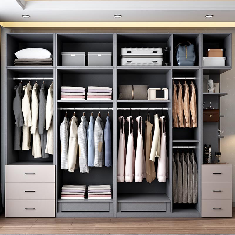 White Modern Armoire Engineered Wood Grand Wardrobe with Drawers and Hanging Rod Clearhalo 'Armoires & Wardrobes' 'armoires_wardrobes' 'Bedroom Furniture' 'furn' 'furn_armoires_wardrobes' 'Furniture' 6191630