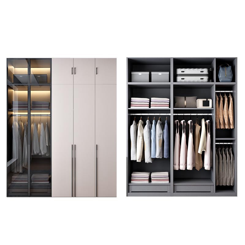 White Modern Armoire Engineered Wood Grand Wardrobe with Drawers and Hanging Rod Clearhalo 'Armoires & Wardrobes' 'armoires_wardrobes' 'Bedroom Furniture' 'furn' 'furn_armoires_wardrobes' 'Furniture' 6191633