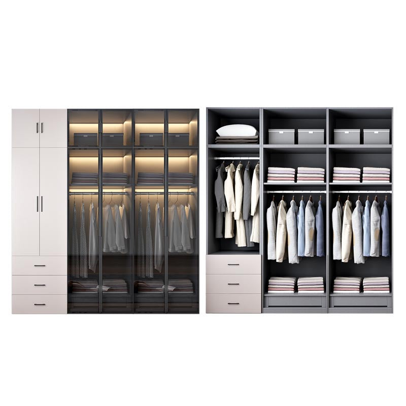 White Modern Armoire Engineered Wood Grand Wardrobe with Drawers and Hanging Rod Clearhalo 'Armoires & Wardrobes' 'armoires_wardrobes' 'Bedroom Furniture' 'furn' 'furn_armoires_wardrobes' 'Furniture' 6191634