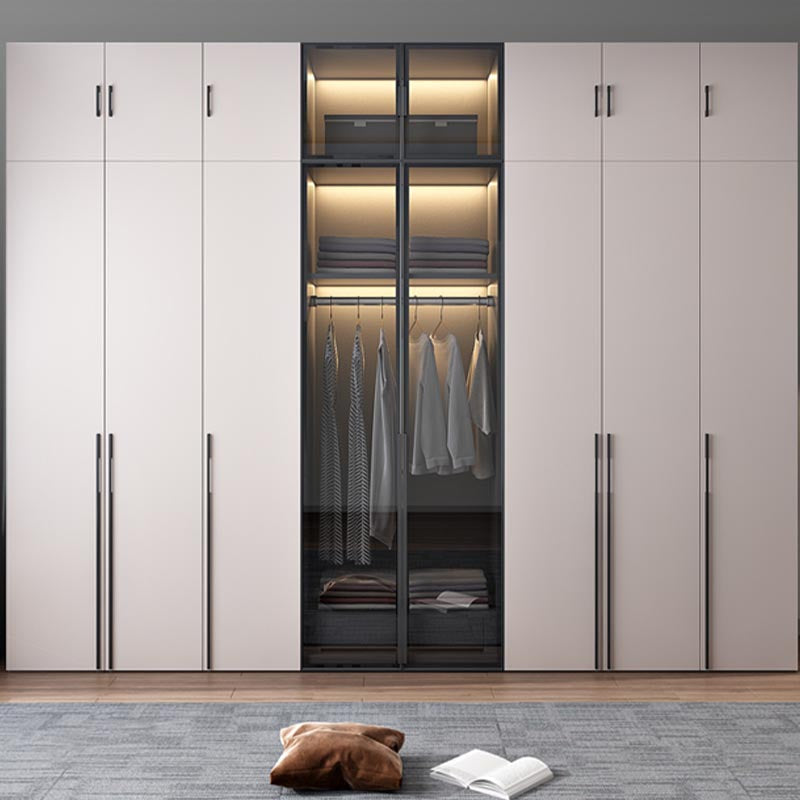 White Modern Armoire Engineered Wood Grand Wardrobe with Drawers and Hanging Rod Clearhalo 'Armoires & Wardrobes' 'armoires_wardrobes' 'Bedroom Furniture' 'furn' 'furn_armoires_wardrobes' 'Furniture' 6191639